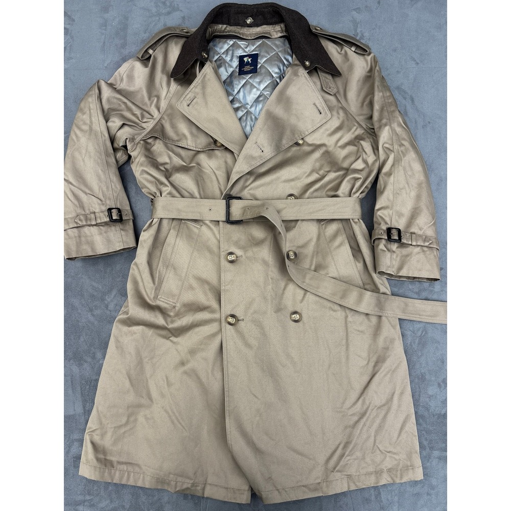 Hart Schaffner Marx Smart Trench Coat 44R Rain Stain Repellent Belted Liner